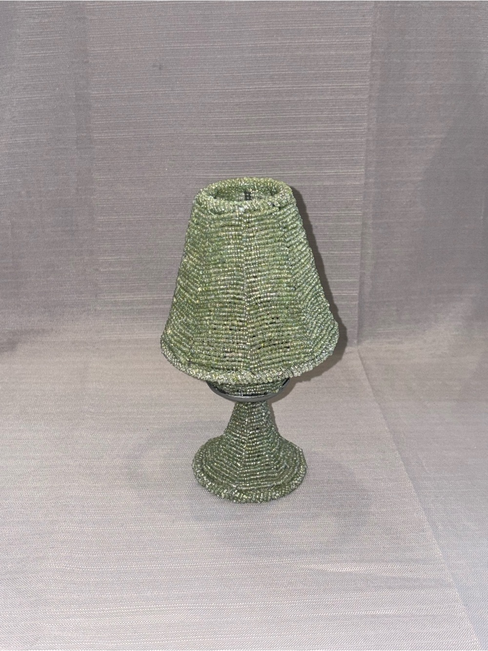 Vintage Beaded Green Table Lamp Accent - Unbranded